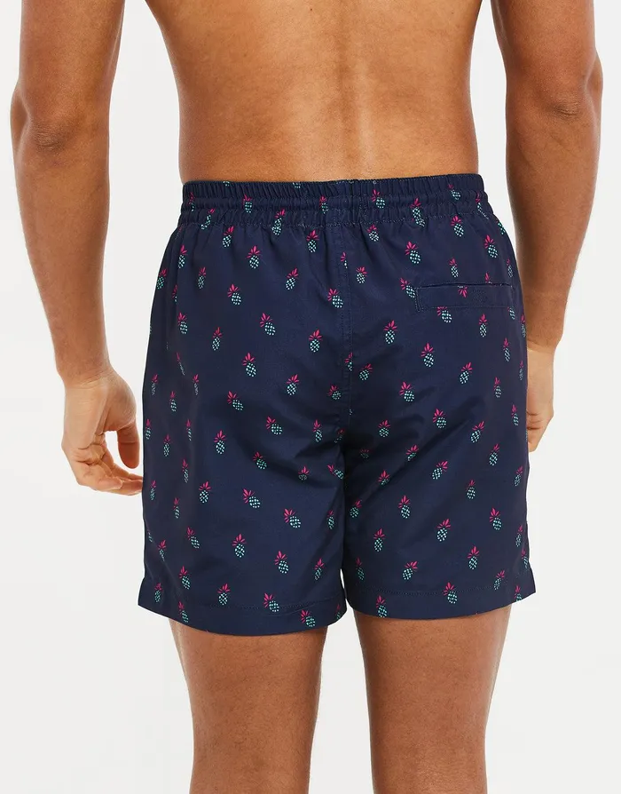 Men Navy Pineapple Print Swim Shorts Navy Threadbare Swimwear Men Navy Pineapple Print Swim Shorts Navy Threadbare Swimwear