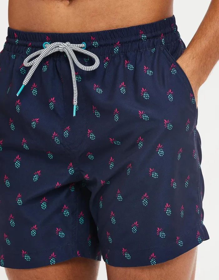 Men Navy Pineapple Print Swim Shorts Navy Threadbare Swimwear Men Navy Pineapple Print Swim Shorts Navy Threadbare Swimwear