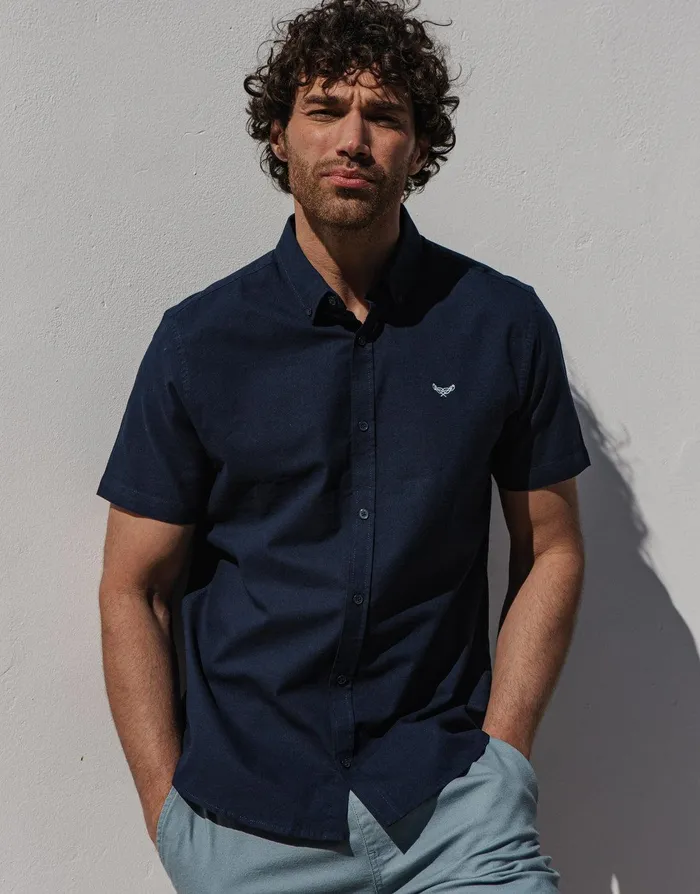 Men Navy Short Sleeve Shirt Navy Threadbare Shirts