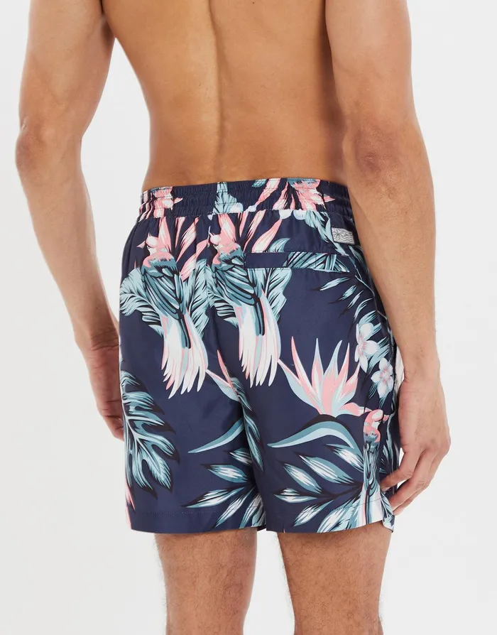 Men Navy Tropical Floral Print Swim Shorts Navy Threadbare Swimwear Men Navy Tropical Floral Print Swim Shorts Navy Threadbare Swimwear