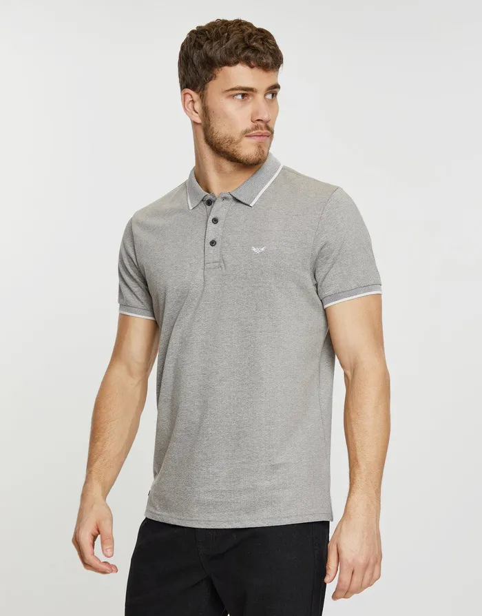 Men Navy Two Tone Pique Classic Polo Shirt Navy Threadbare Polo Shirts