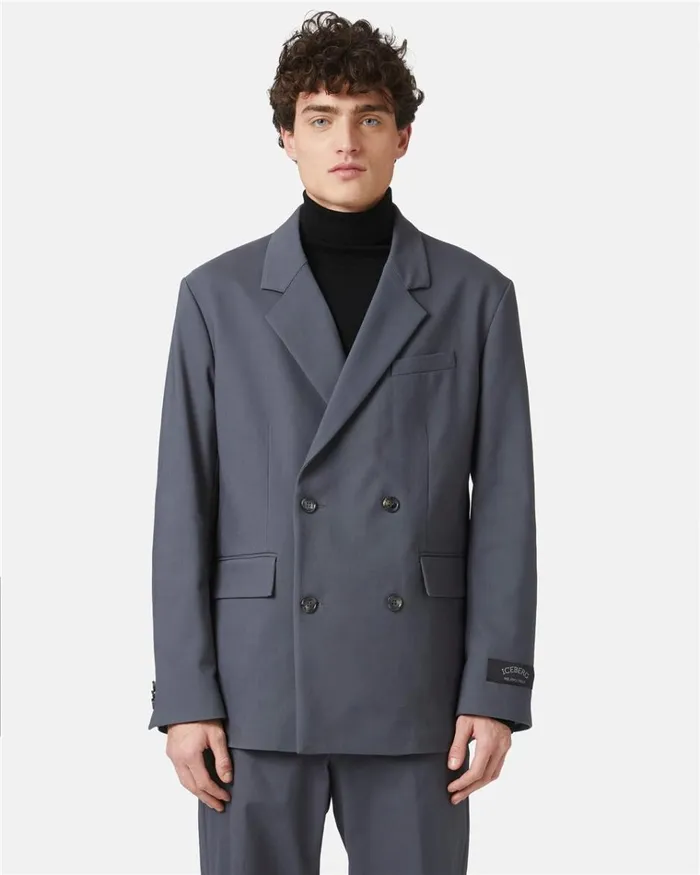 Men OUTERWEAR Iceberg Doublebreasted Jacket In Double Stretch Fabric