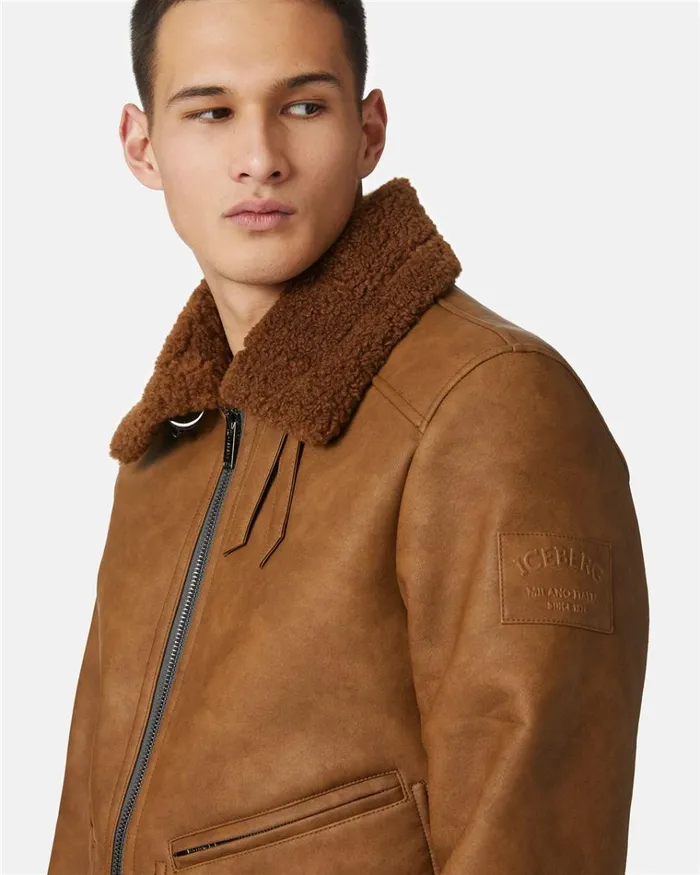 Men OUTERWEAR Iceberg Eco Sheepskin With Embossed Patch Men OUTERWEAR Iceberg Eco Sheepskin With Embossed Patch