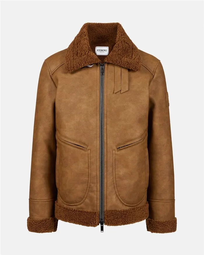 Men OUTERWEAR Iceberg Eco Sheepskin With Embossed Patch Men OUTERWEAR Iceberg Eco Sheepskin With Embossed Patch