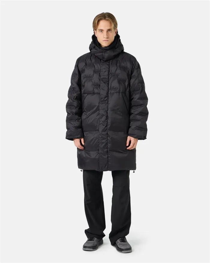 Men OUTERWEAR Iceberg Nylon Long Duvet Jacket With Allover Iceberg Embroidery And Central Zip Men OUTERWEAR Iceberg Nylon Long Duvet Jacket With Allover Iceberg Embroidery And Central Zip