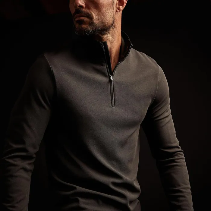 Men Performance Tops James Perse Performance Pique Zip Tee Slateblack
