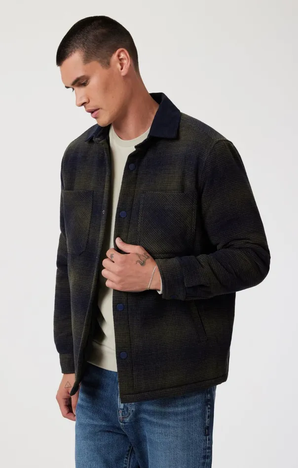Men Plaid Shacket In Khaki Check Mavi Jeans Shirts