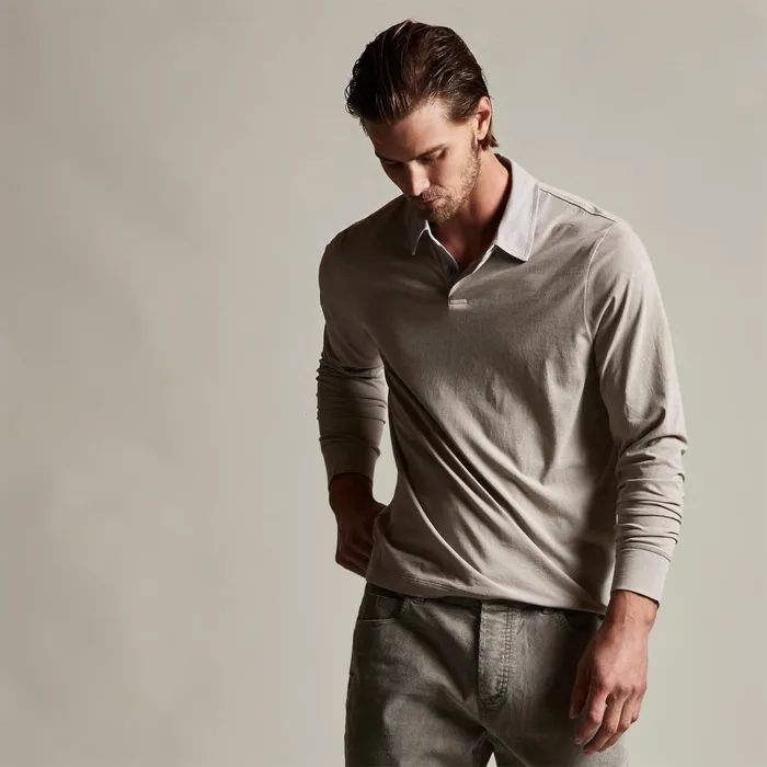 Men PolosNovelty Tops James Perse Clean Finish Jersey Contrast Polo Dapplefog