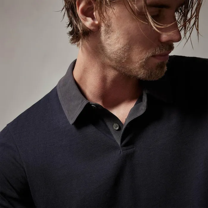 Men PolosNovelty Tops James Perse Clean Finish Jersey Contrast Polo French Navymagma