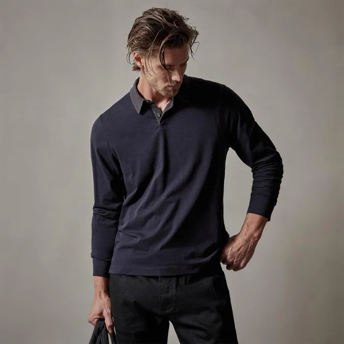 Men PolosNovelty Tops James Perse Clean Finish Jersey Contrast Polo French Navymagma