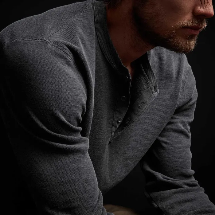 Men PolosNovelty Tops James Perse Long Sleeve Thermal Henley Magma Pigment