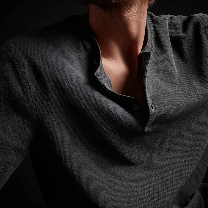 Men PolosNovelty Tops James Perse Long Sleeve Thermal Henley Magma Pigment