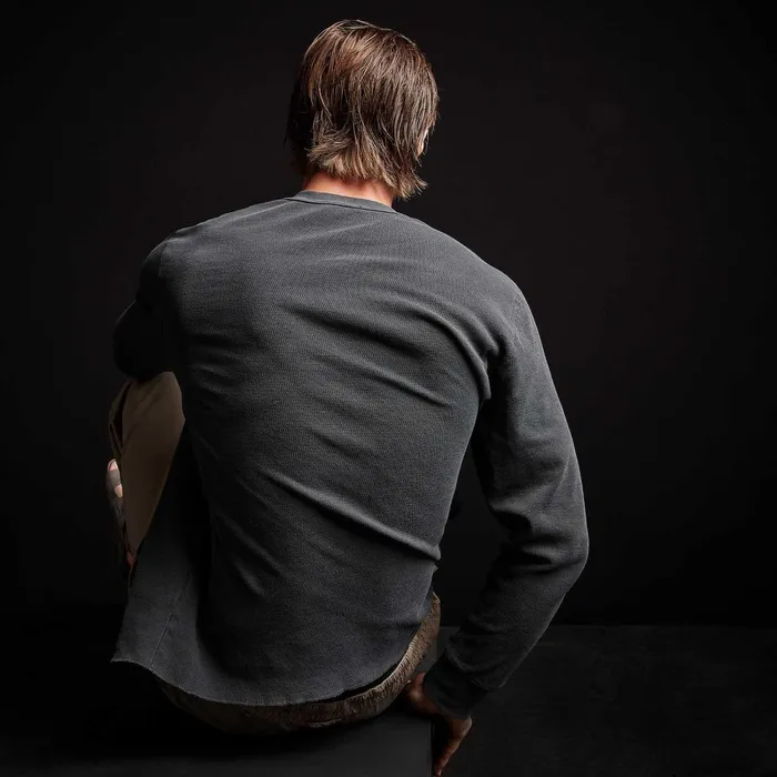 Men PolosNovelty Tops James Perse Long Sleeve Thermal Henley Magma Pigment