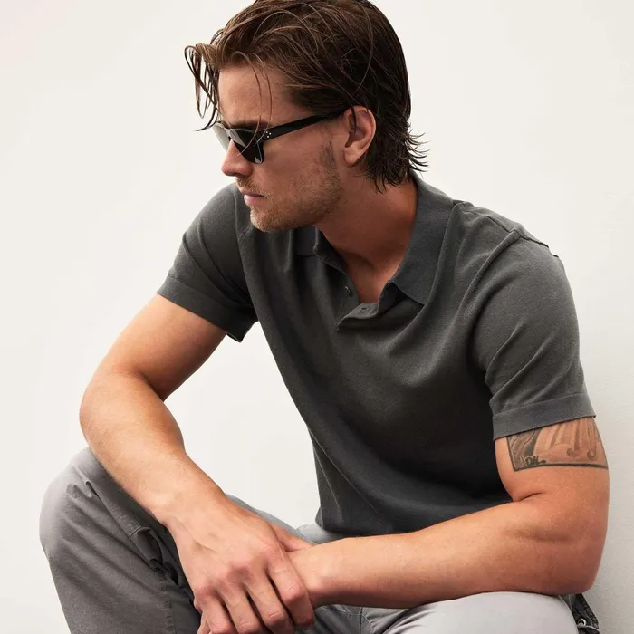 Men PolosNovelty Tops James Perse San Jacinto Knit Polo Flint