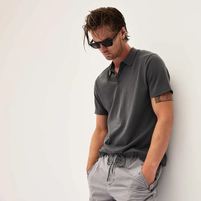 Men PolosNovelty Tops James Perse San Jacinto Knit Polo Flint