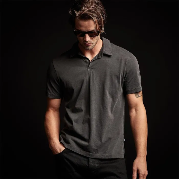Men PolosNovelty Tops James Perse Sueded Jersey Polo Carbon Pigment