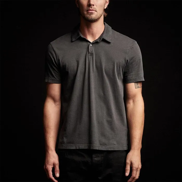 Men PolosNovelty Tops James Perse Sueded Jersey Polo Carbon Pigment