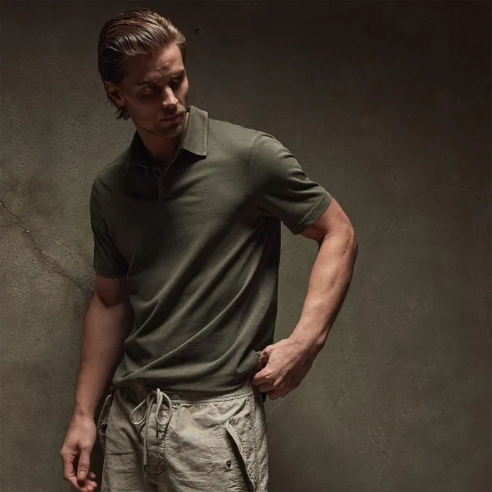 Men PolosNovelty Tops James Perse Sueded Jersey Polo Platoon Pigment