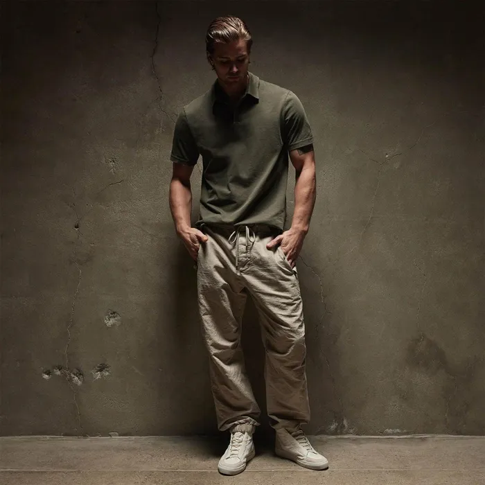 Men PolosNovelty Tops James Perse Sueded Jersey Polo Platoon Pigment
