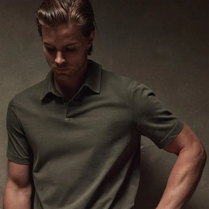 Men PolosNovelty Tops James Perse Sueded Jersey Polo Platoon Pigment