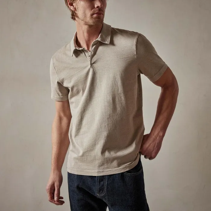 Men PolosNovelty Tops James Perse Sueded Jersey Polo Toast Pigment