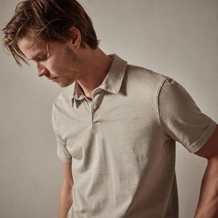 Men PolosNovelty Tops James Perse Sueded Jersey Polo Toast Pigment