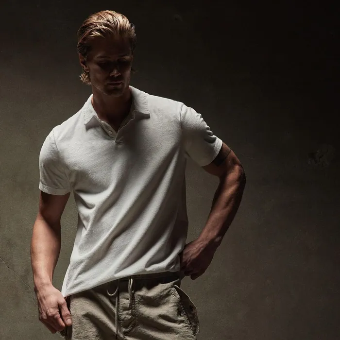 Men PolosNovelty Tops James Perse Sueded Jersey Polo White