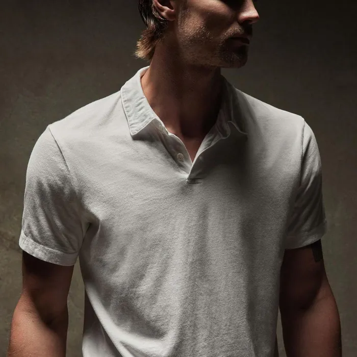 Men PolosNovelty Tops James Perse Sueded Jersey Polo White