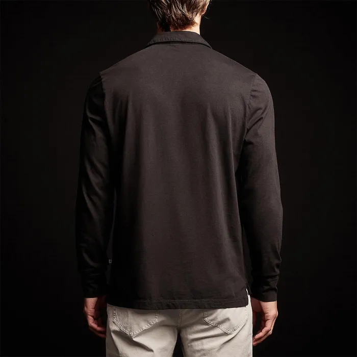 Men PolosNovelty Tops James Perse Sueded Jersey Rugby Polo Black