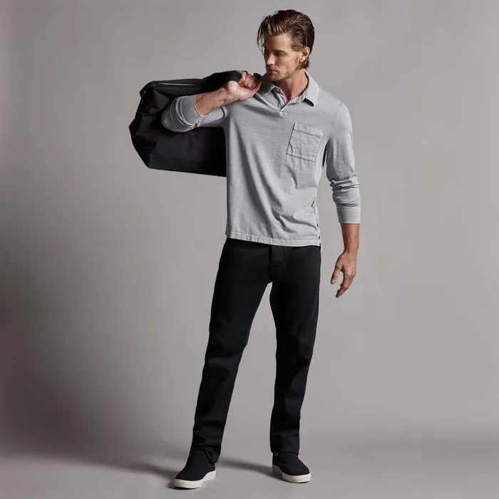 Men PolosNovelty Tops James Perse Sueded Jersey Rugby Polo Breeze Pigment