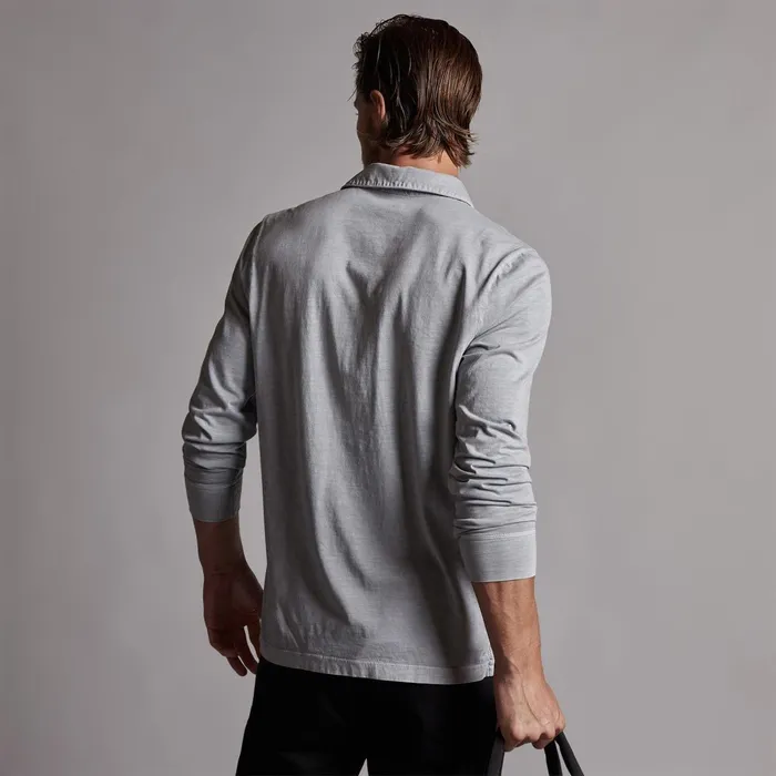 Men PolosNovelty Tops James Perse Sueded Jersey Rugby Polo Breeze Pigment