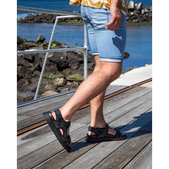 Men Raven Black Leather Sandals Windsor Smith Sandals