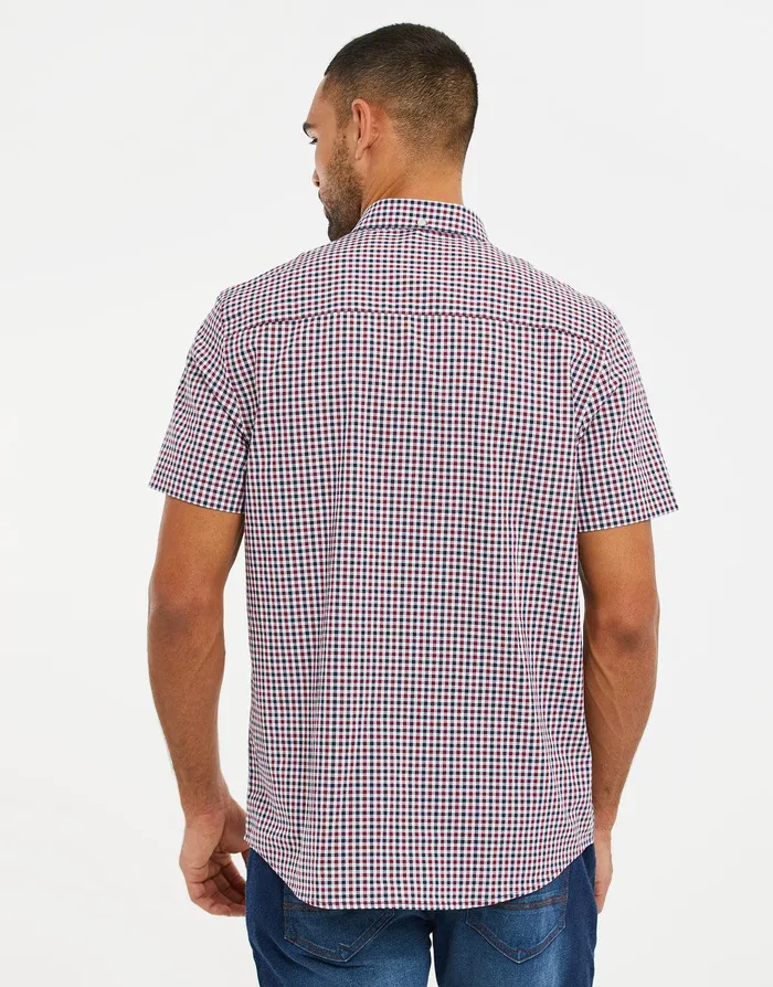 Men Red Check Short Sleeve Shirt Red Threadbare Shirts Men Red Check Short Sleeve Shirt Red Threadbare Shirts