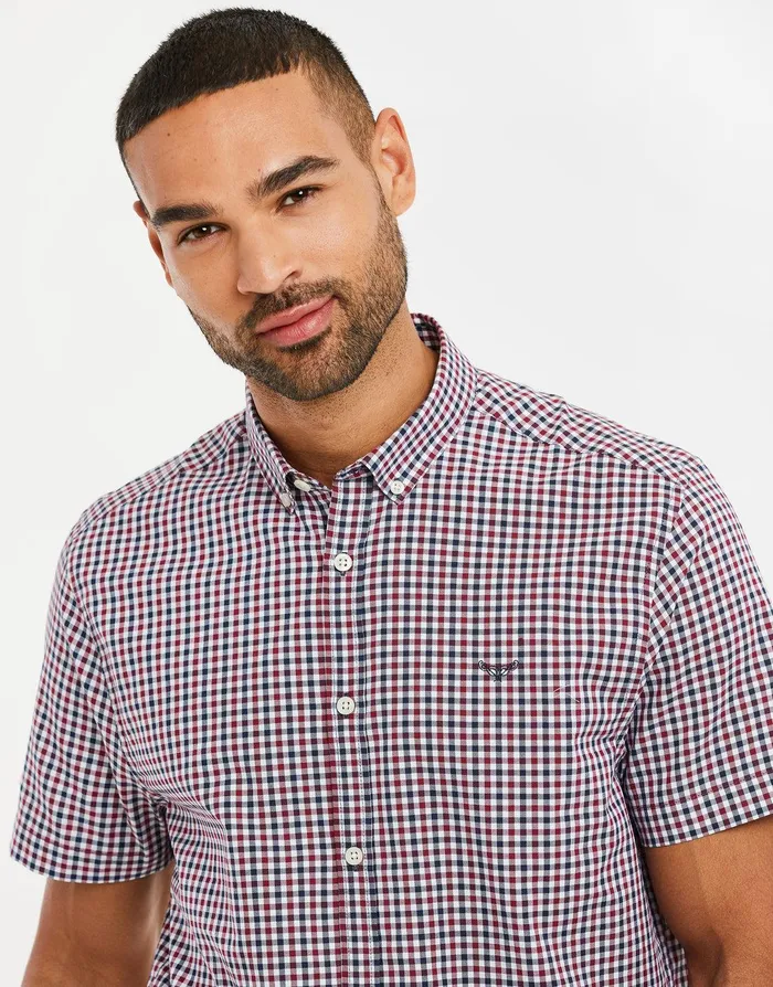 Men Red Check Short Sleeve Shirt Red Threadbare Shirts Men Red Check Short Sleeve Shirt Red Threadbare Shirts