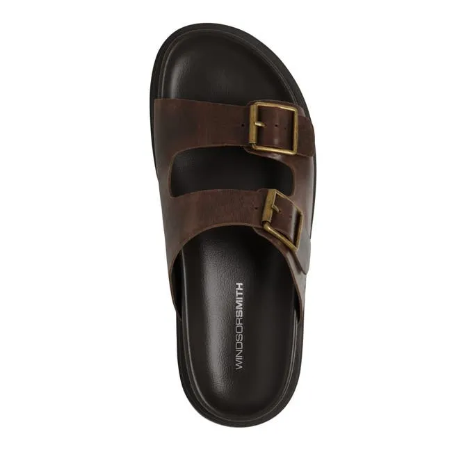 Men Reign Dark Brown Leather Sandals Windsor Smith Sandals