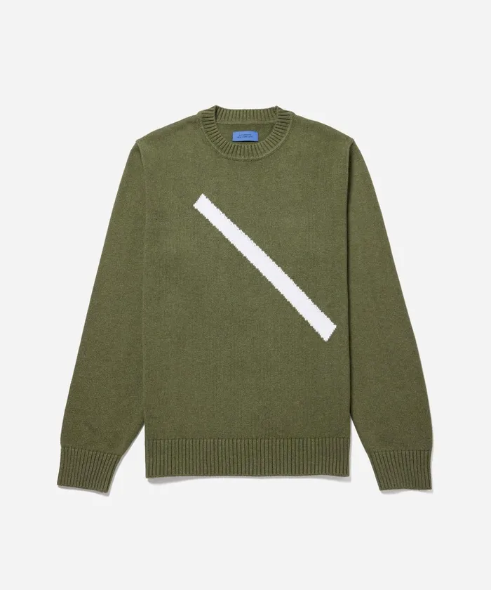 Men Saturdays NYC Knitwear Greg Slash Sweater Armygreen