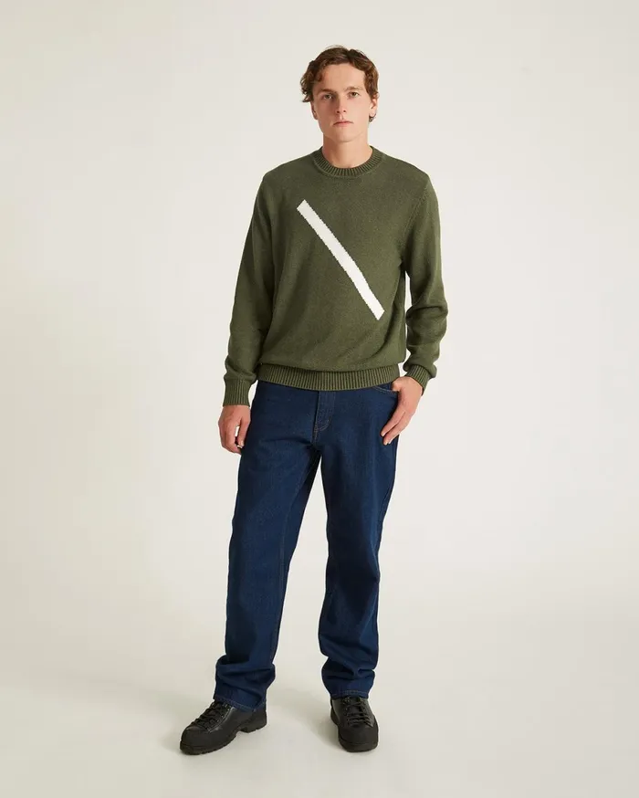 Men Saturdays NYC Knitwear Greg Slash Sweater Armygreen Men Saturdays NYC Knitwear Greg Slash Sweater Armygreen