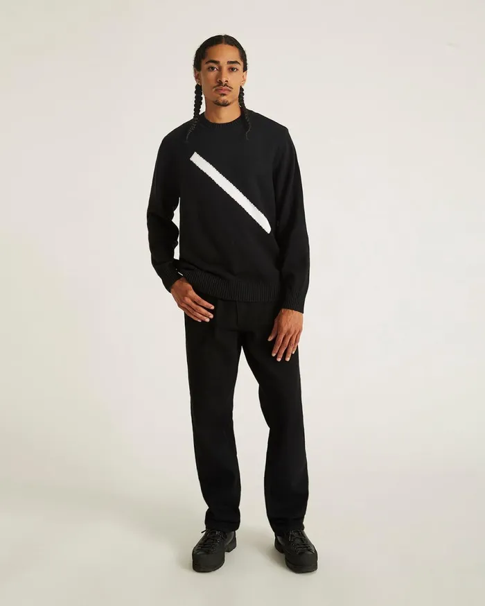 Men Saturdays NYC Knitwear Greg Slash Sweater Black Men Saturdays NYC Knitwear Greg Slash Sweater Black