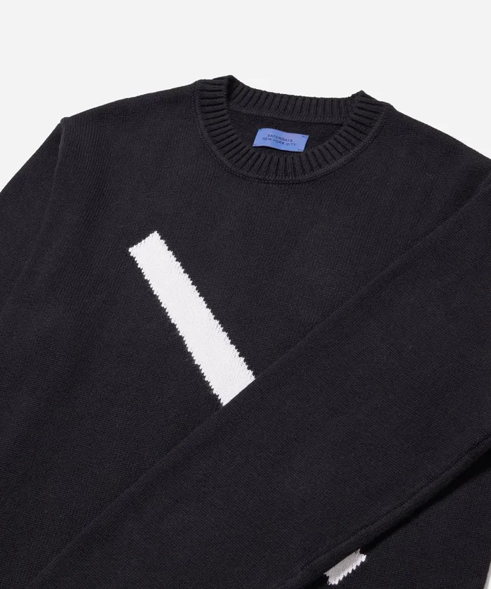 Men Saturdays NYC Knitwear Greg Slash Sweater Black Men Saturdays NYC Knitwear Greg Slash Sweater Black