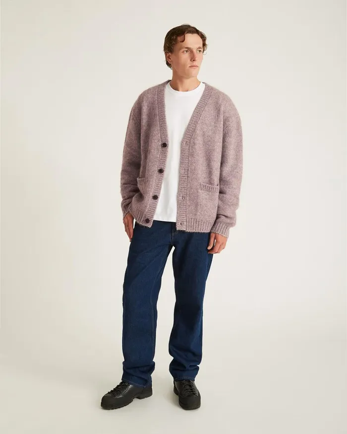 Men Saturdays NYC Knitwear Michael Shaggy Wool Cardigan Pumice Men Saturdays NYC Knitwear Michael Shaggy Wool Cardigan Pumice