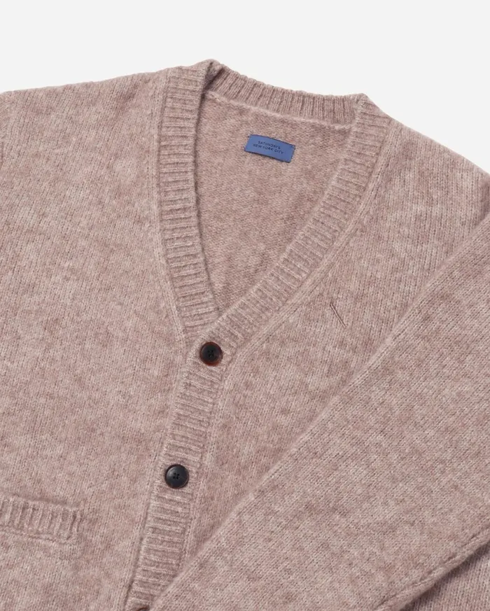 Men Saturdays NYC Knitwear Michael Shaggy Wool Cardigan Pumice Men Saturdays NYC Knitwear Michael Shaggy Wool Cardigan Pumice