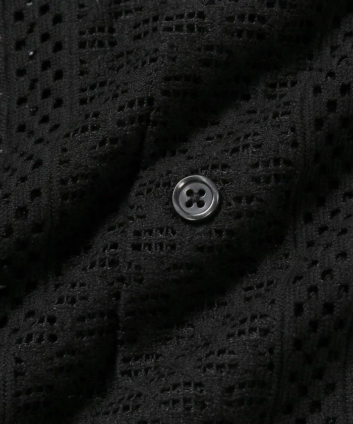Men Saturdays NYC Shirts Canty Cotton Lace SS Shirt Black