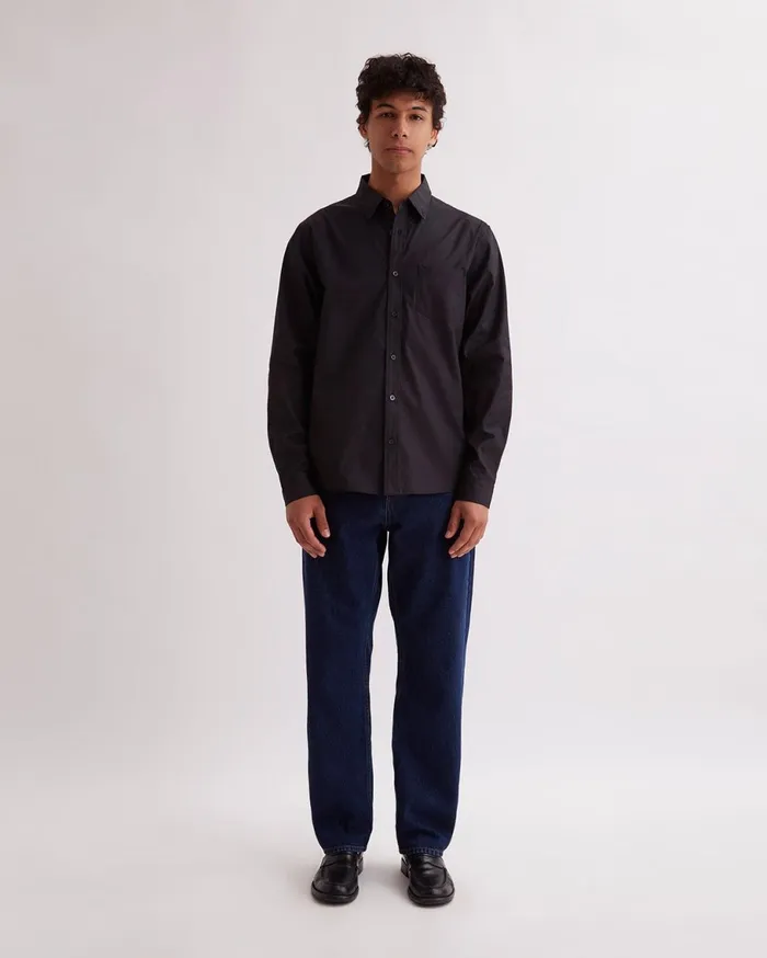 Men Saturdays NYC Shirts Crosby Twill LS Shirt Black