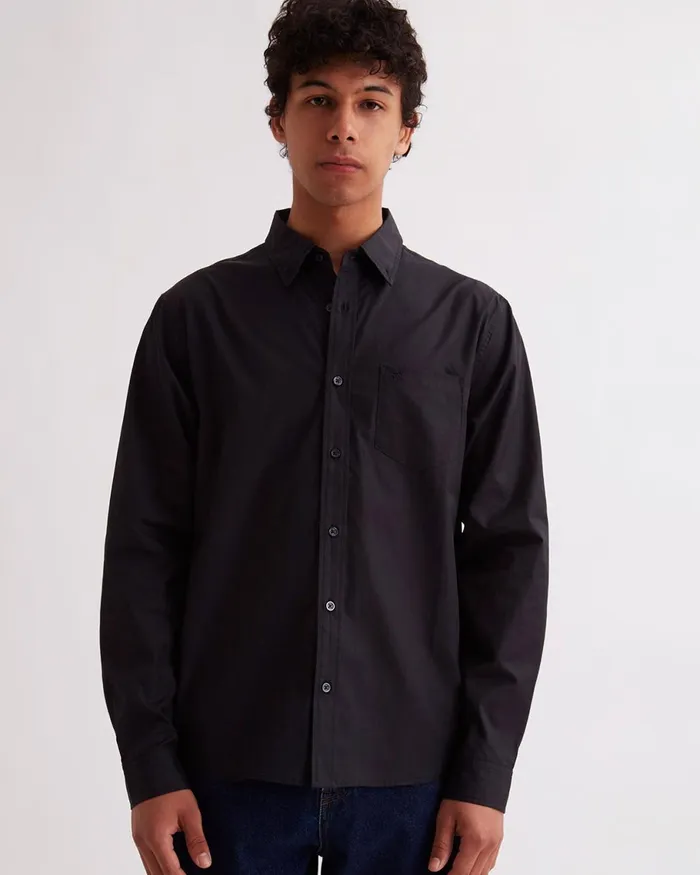 Men Saturdays NYC Shirts Crosby Twill LS Shirt Black
