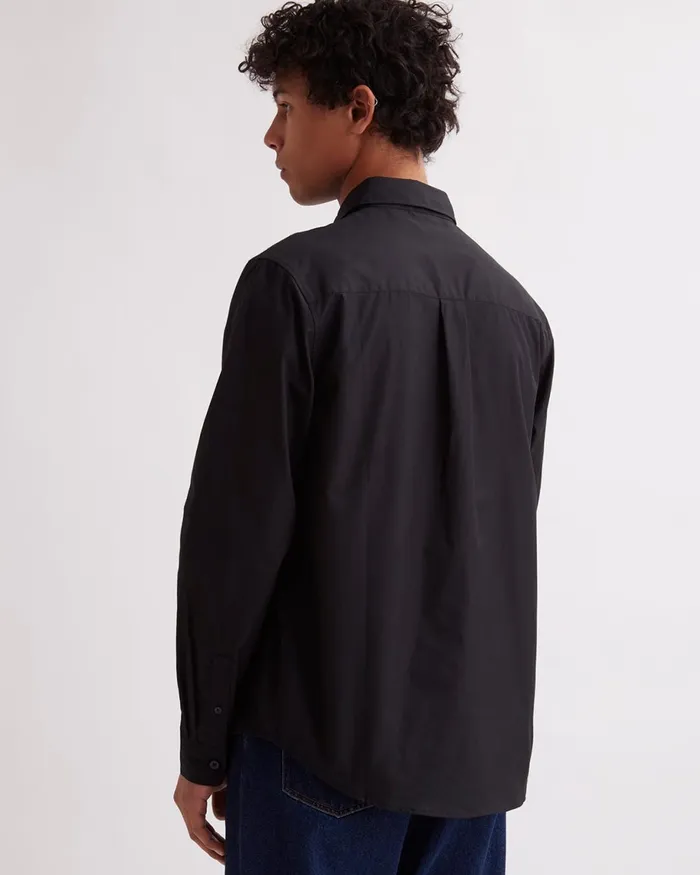 Men Saturdays NYC Shirts Crosby Twill LS Shirt Black