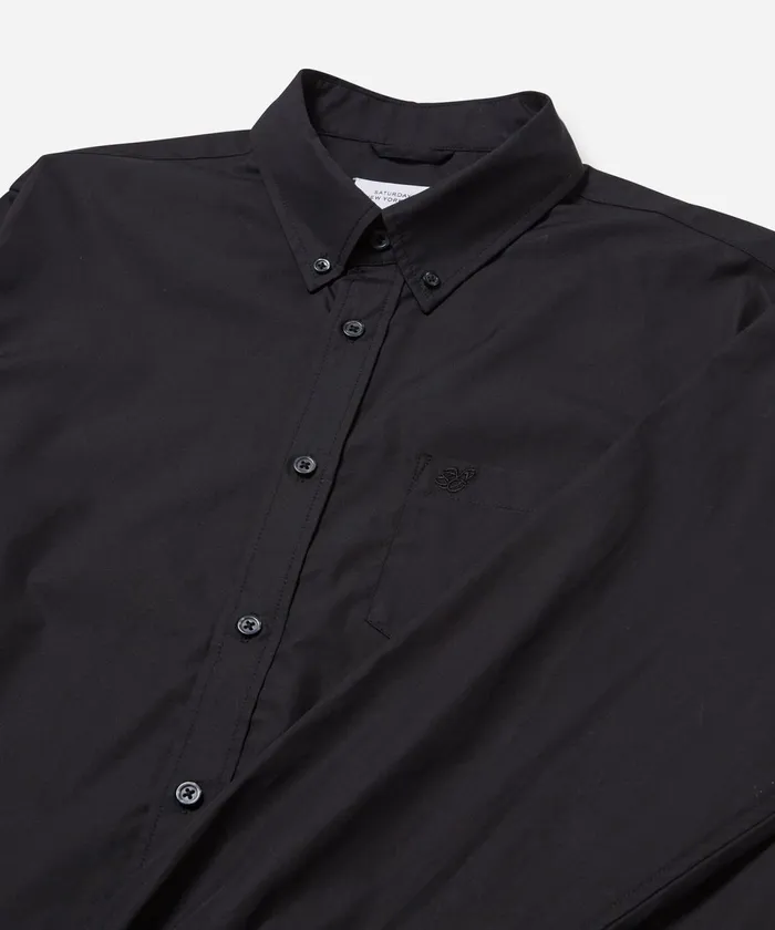 Men Saturdays NYC Shirts Crosby Twill LS Shirt Black