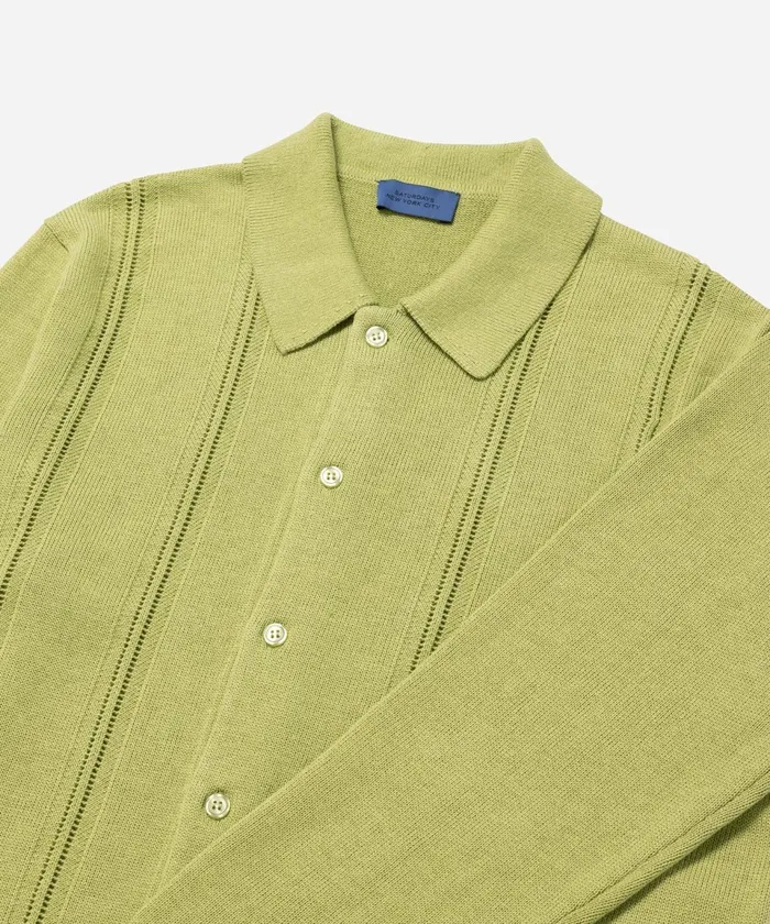 Men Saturdays NYC Shirts Jahmad Long Sleeve Polo Fern Men Saturdays NYC Shirts Jahmad Long Sleeve Polo Fern
