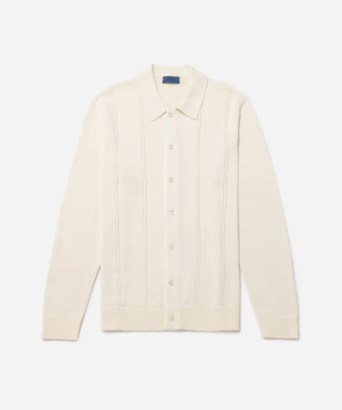Men Saturdays NYC Shirts Jahmad Long Sleeve Polo Ivory