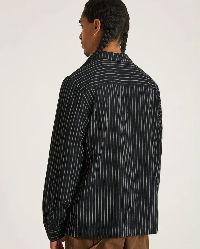 Men Saturdays NYC Shirts Marco Brushed Shirring Long Sleeve Shirt Black Men Saturdays NYC Shirts Marco Brushed Shirring Long Sleeve Shirt Black