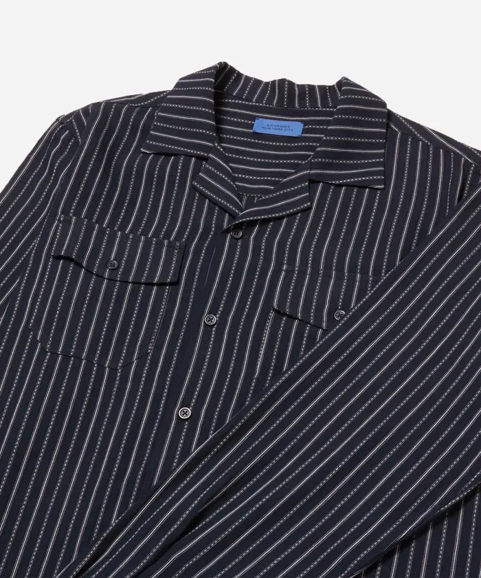 Men Saturdays NYC Shirts Marco Brushed Shirring Long Sleeve Shirt Black Men Saturdays NYC Shirts Marco Brushed Shirring Long Sleeve Shirt Black